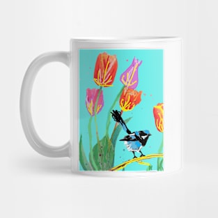 Abstract Blue Wren Watercolor Painting Mug